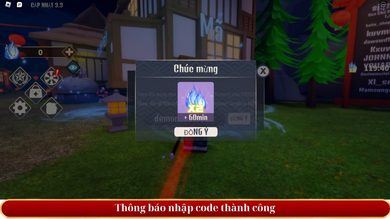 thông báo nhập Code Demon Soul chính xác