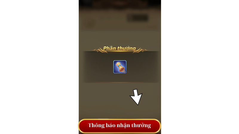 thông báo nhận thưởng thành công