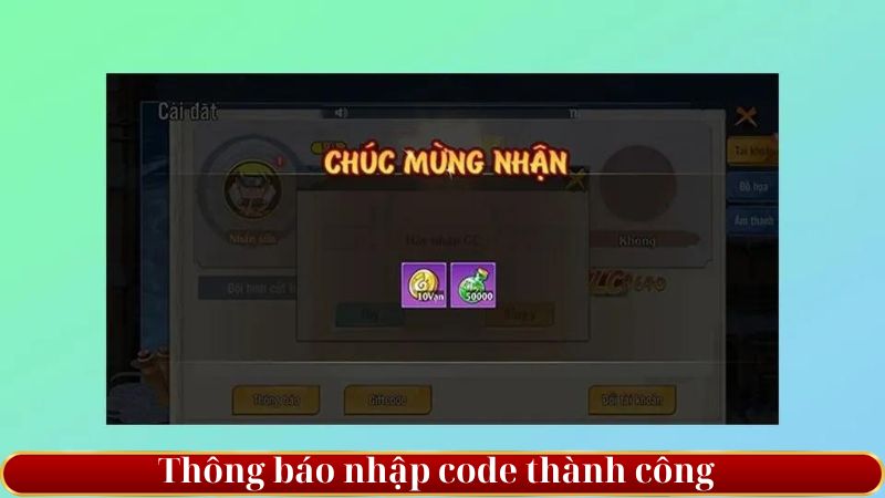 thông báo nhận quà thành công