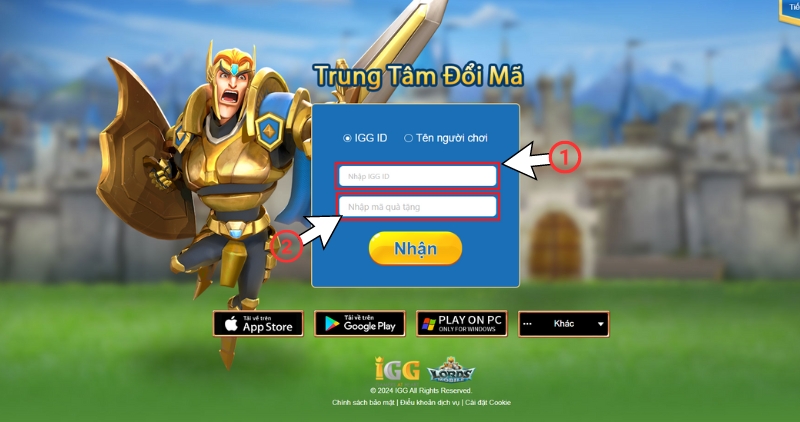 Các bước nhập Code Lords Mobile1