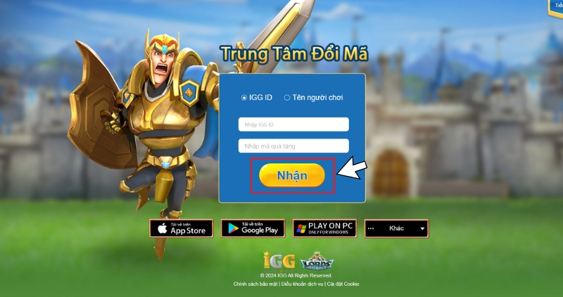 Các bước nhập Code Lords Mobile2