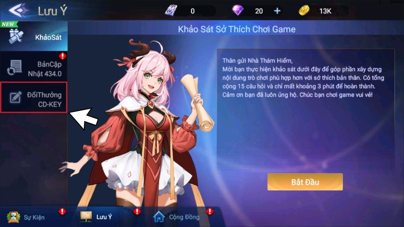 Các bước nhập Code Mobile Legends Adventure3