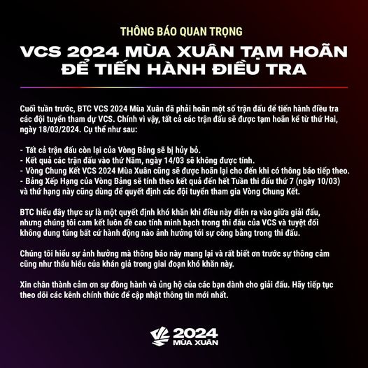 BTC VCS thông báo điều tra